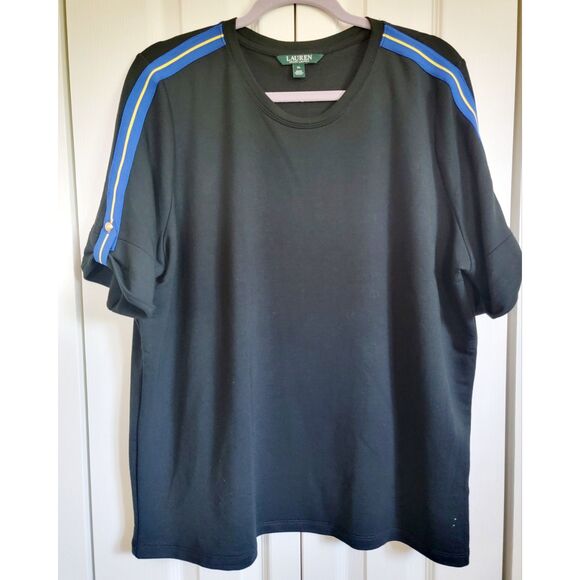 Lauren Ralph Lauren XL Short Sleeve Sweater Nautical Navy‎ Blue Round Neck - Picture 1 of 7
